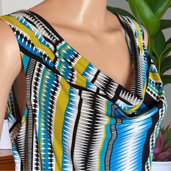 Calvin Klein Women's Lime Green Multi/Color Sleeveless Cowl-Neck Top Blouse - Picture 3 of 16